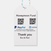 Honeymoonfonds PayPal Venmo QR-code bedankt Cadeaulabel (Achterkant)