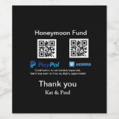 Honeymoonfonds PayPal Venmo QR-code bedankt Wijn Etiket (Enkel label)