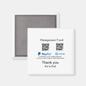 Honeymoonfonds PayPal Venmo QR-code dank je Magneet (Voorkant / Achterkant)