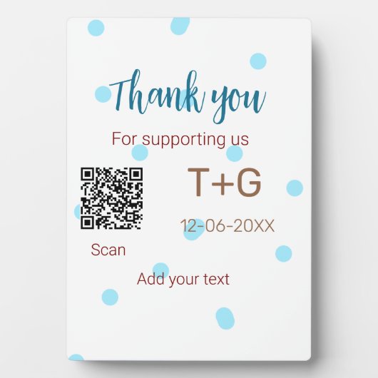 Honeymoonfonds QR-code koppel naam bruiloft Fotoplaat (voorkant)