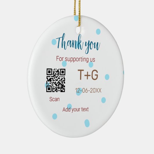 Honeymoonfonds QR-code koppel naam bruiloft Keramisch Ornament (Rechts)