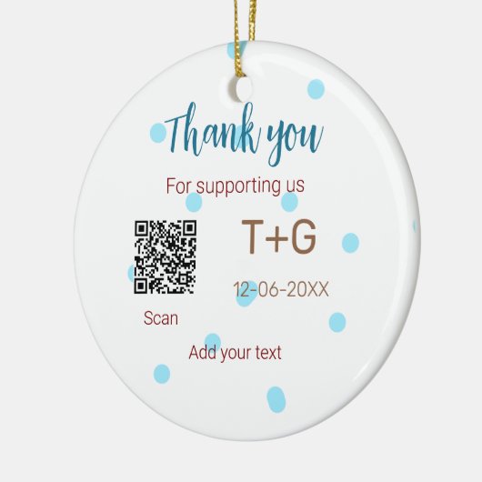 Honeymoonfonds QR-code koppel naam bruiloft Keramisch Ornament (Links)
