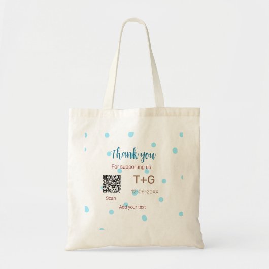 Honeymoonfonds QR-code koppel naam bruiloft Tote Bag (Voorkant)