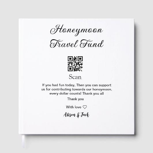 Honeymoonfonds scan QR-code naam toevoegen  Gastenboek (Voorkant)