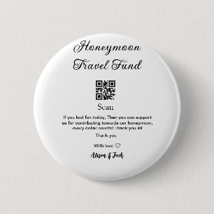 Honeymoonfonds scan QR-code naam toevoegen  Ronde Button 5,7 Cm