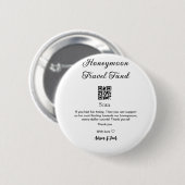 Honeymoonfonds scan QR-code naam toevoegen Ronde Button 5,7 Cm (Voorkant /achterkant)
