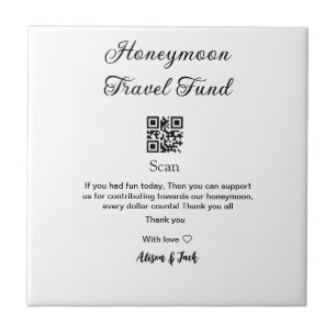 Honeymoonfonds scan QR-code naam toevoegen Tegeltje
