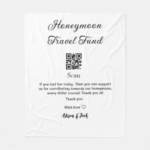 Honeymoonfonds scan QR-code voeg naam toe Fleece Deken