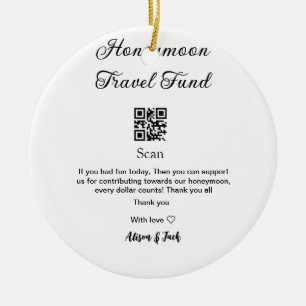 Honeymoonfonds scan QR-code voeg naam toe Keramisch Ornament