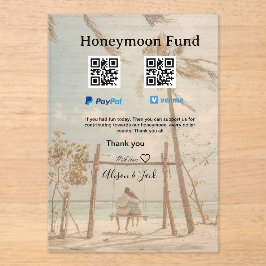 Honeymoonfonds venmo paypal donatie Q R koppel Acryl Uitnodigingen