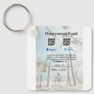 Honeymoonfonds venmo paypal donatie Q R koppel Sleutelhanger