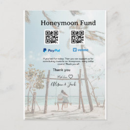 Honeymoonfonds venmo paypal donatie Q R stel Briefkaart