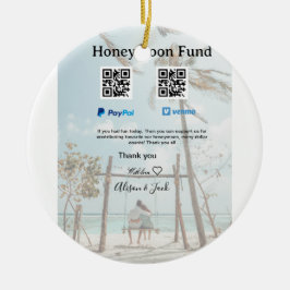 Honeymoonfonds venmo paypal donatie Q R stel Keramisch Ornament