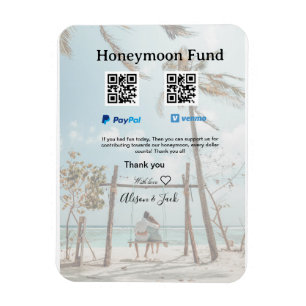Honeymoonfonds venmo paypal donatie Q R stel Magneet