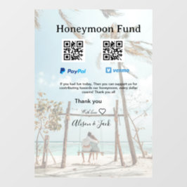 Honeymoonfonds venmo paypal donatie Q R stel Raamsticker