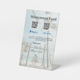 Honeymoonfonds venmo paypal donatie Q R stel Reclamebord Met Voetstuk