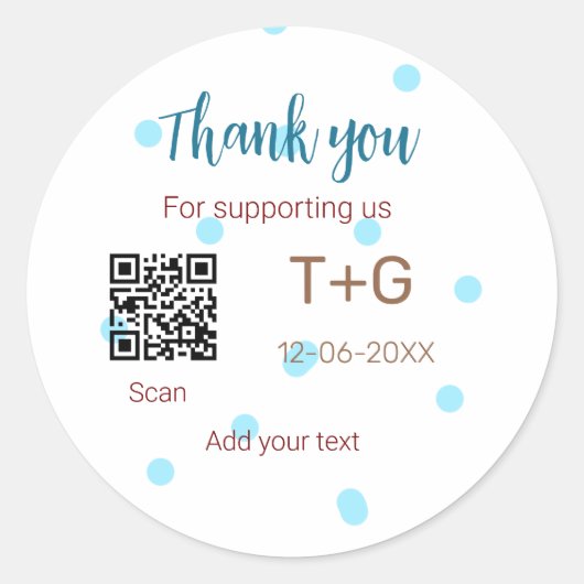 Honeymoonfonds Voeg Q R-code koppel naam bruiloft Ronde Sticker (Voorkant)