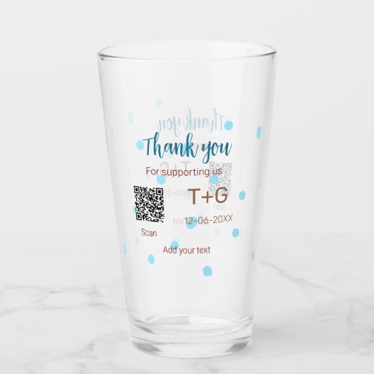 Honeymoonfonds Voeg Q R-code koppelnaam bruiloft Glas (Voorkant)