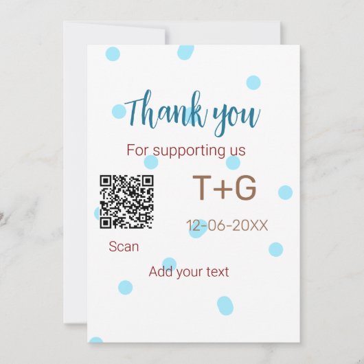 Honeymoonfonds Voeg QR-code koppel naam bruiloft Kaart (Voorkant)