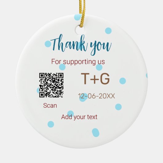 Honeymoonfonds Voeg QR-code koppel naam bruiloft Keramisch Ornament (Voorkant)