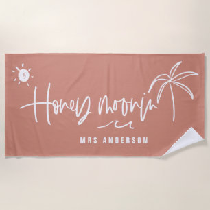 Honeymoonin' palmboom huwelijkscadeau strandlaken