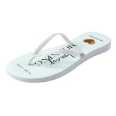 Honeymooning Blue en White met naam en datum Teenslippers (Schuin)