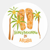 Honeymooning in Aruba Ronde Sticker (Voorkant)