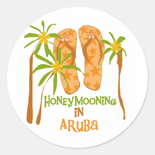 Honeymooning in Aruba Ronde Sticker (Voorkant)