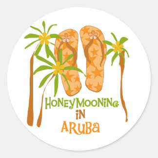 Honeymooning in Aruba Ronde Sticker