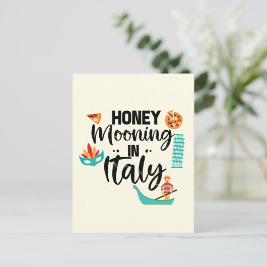 Honeymooning in Italië Paar Matching Vacation Briefkaart (Staand voorkant)