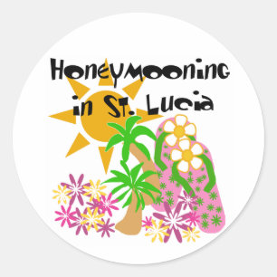 Honeymooning in Saint Lucia Ronde Sticker