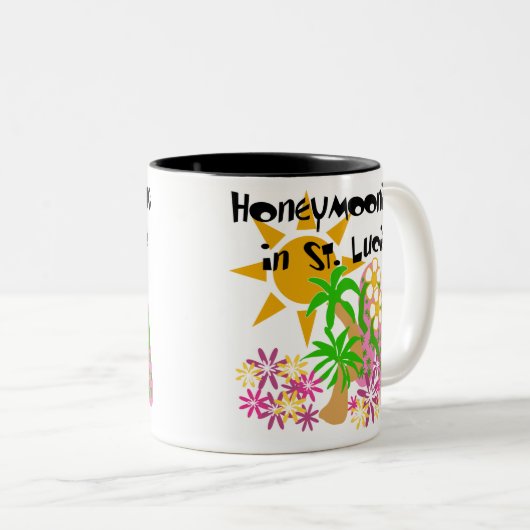 Honeymooning in Saint Lucia Tweekleurige Koffiemok (Voorkant rechts)