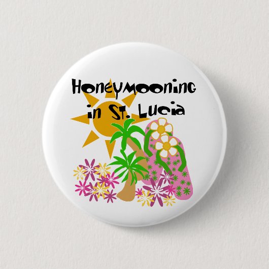 Honeymooning in St. Lucia Ronde Button 5,7 Cm (Voorkant)