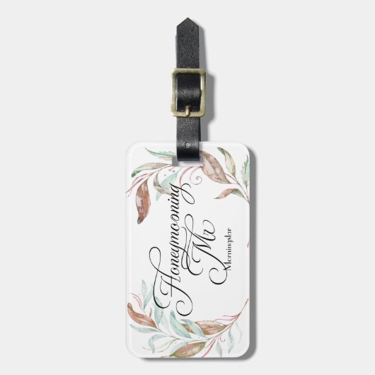 Honeymooning MR Waterverf Eucalyptus Leaves Bagagelabel (Voorkant verticaal)