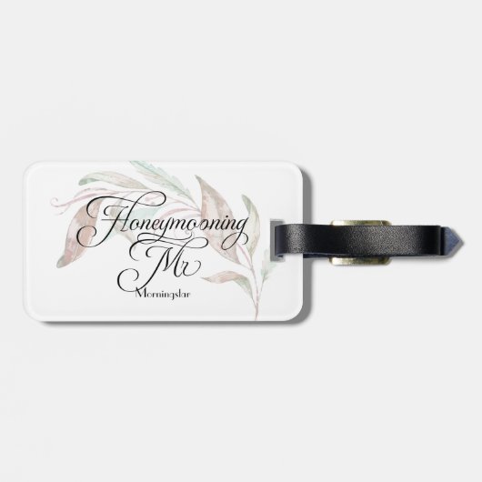 Honeymooning MR Waterverf Eucalyptus Leaves Bagagelabel (Achterkant horizontaal)