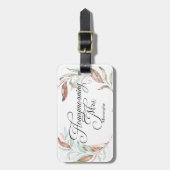 Honeymooning MRS. Waterverf Eucalyptus Leaves Bagagelabel (Voorkant verticaal)