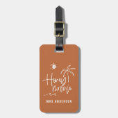 Honeymooning palm bruiloft cadeau strand modern l bagagelabel (Voorkant verticaal)