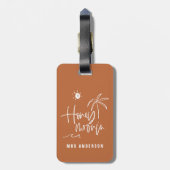 Honeymooning palm bruiloft cadeau strand modern l bagagelabel (Achterkant verticaal)