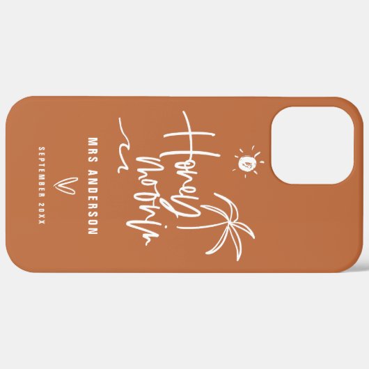 Honeymooning palm bruiloft cadeaustrand Hoesje-Mat Case-Mate iPhone Case (Achterkant / Rechts)