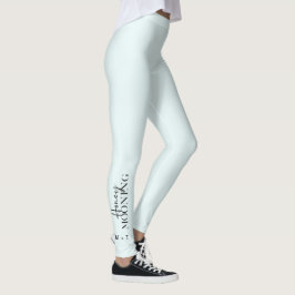 Honeymooning Script Blue met Monogrammen en hart Leggings