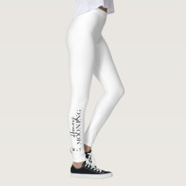 Honeymooning Script White met Monogrammen en hart Leggings