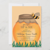Honeypot en Bumblebee Sip Zie Baby shower Kaart (Voorkant)