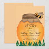 Honeypot en Bumblebee Sip Zie Baby shower Kaart (Voorkant / Achterkant)