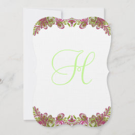 Honeysuckle Apple Green Paisley Wedding Invitation Kaart
