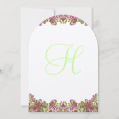 Honeysuckle Apple Green Paisley Wedding Invitation Kaart (Voorkant)