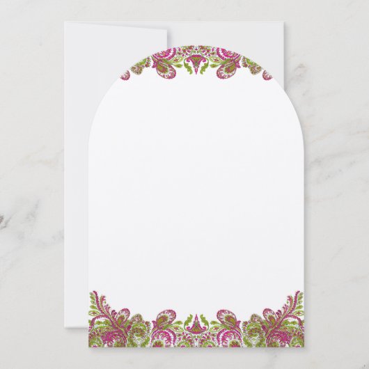 Honeysuckle Apple Green Paisley Wedding Invitation Kaart (Voorkant)