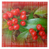 Honeysuckle Berries op katoenkatoen Tegeltje (Voorkant)