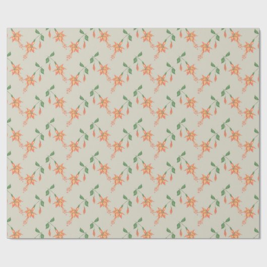 Honeysuckle Bloem Schilderij Patroon Wrapping Papi Cadeaupapier (Vlak)