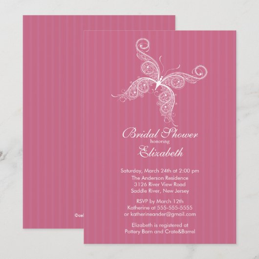 Honeysuckle Butterfly Bridal Shower Kaart (Voorkant / Achterkant)