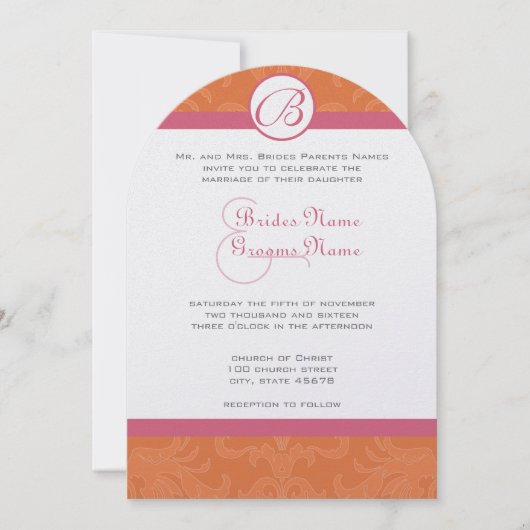 Honeysuckle & Coral Roos Wedding Invites Kaart (Voorkant)